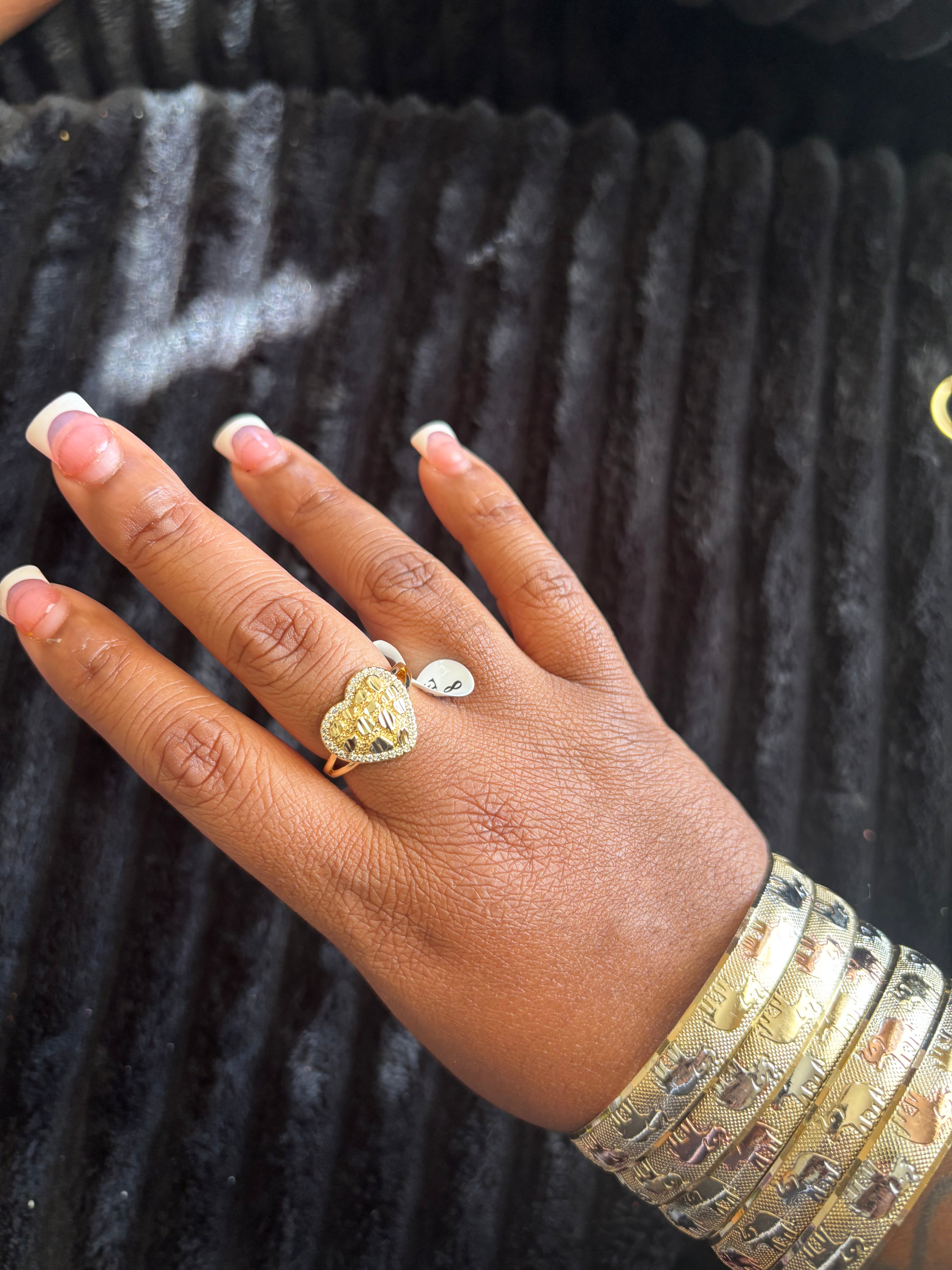 Large heart nugget ring