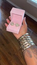 Pink and white diamond hearts